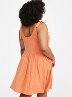 Cotton Slub Tie Strap Lounge Dress