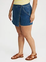 Mid-Rise Denim Skort