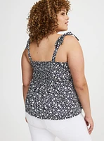 Poplin Peplum Tie Strap Top