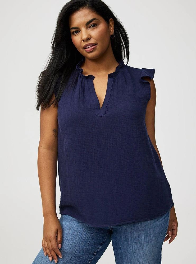 Ruffle V-Neck Top