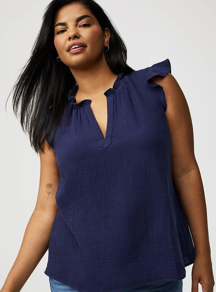 Ruffle V-Neck Top