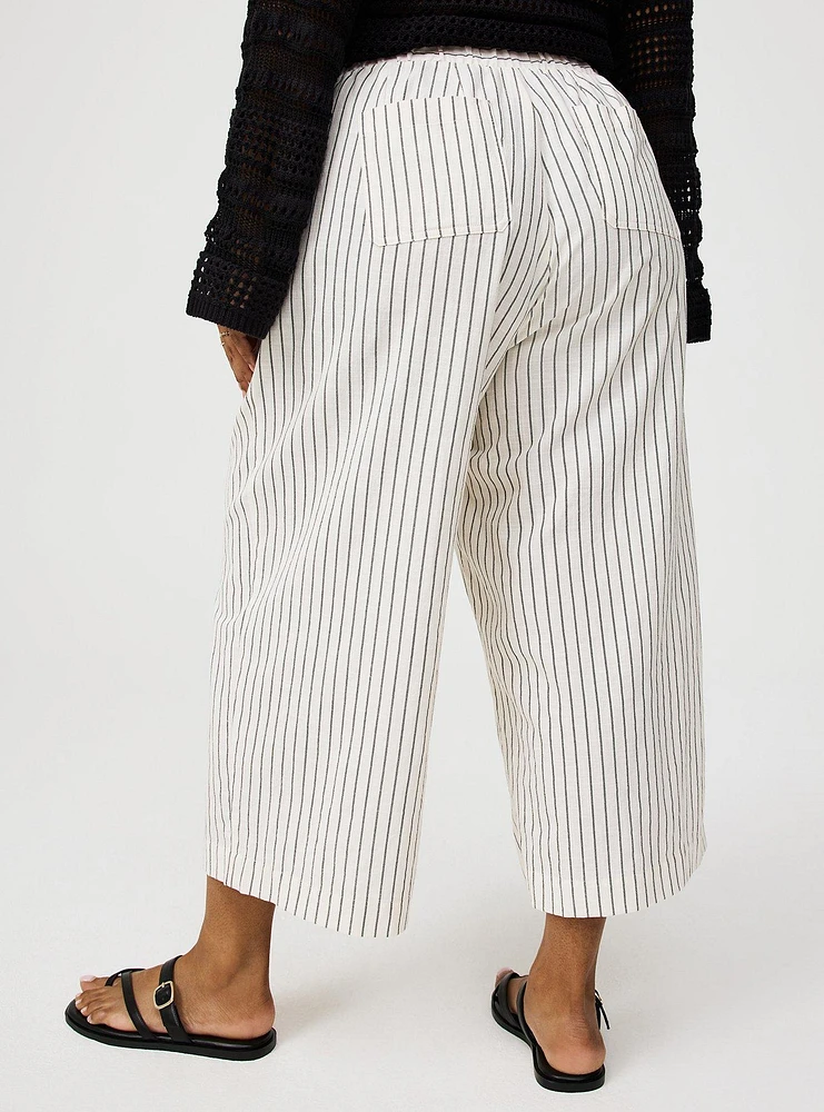 High-Rise Cropped Beach Linen Pant