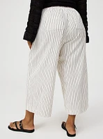 High-Rise Cropped Beach Linen Pant