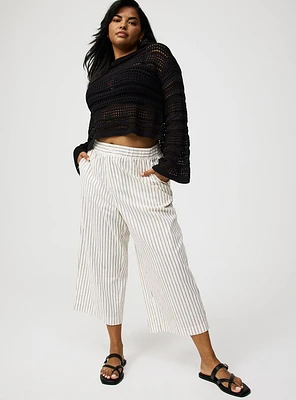 High-Rise Cropped Beach Linen Pant