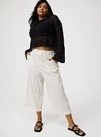 High-Rise Cropped Beach Linen Pant