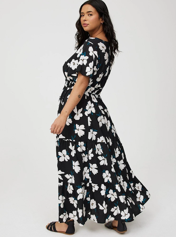 Y-Neck Tiered Maxi Dress