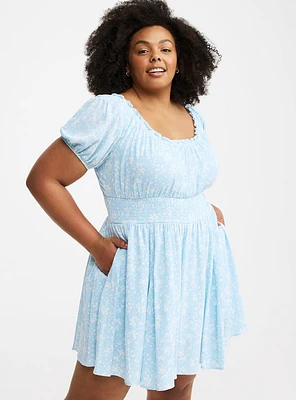 Crinkle Gauze Puff Sleeve Romper