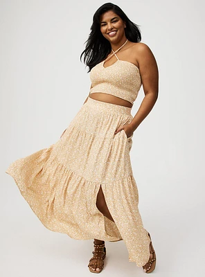 Smocked Crop Top And Maxi Skirt Set