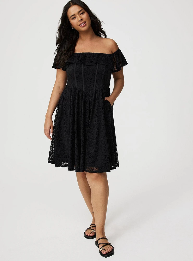 Mini Lace Off-Shoulder Dress