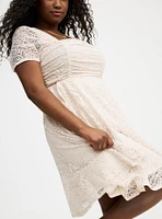 Mini Lace Ruched Dress