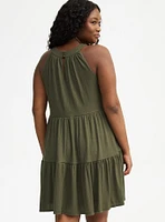 High-Neck Crochet Mini Dress