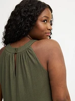 High-Neck Crochet Mini Dress