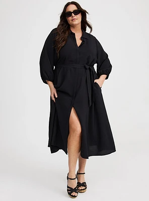Collared Tie-Front Shirt Dress