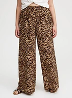 Wide-Leg High-Rise Crinkle Rayon Pant