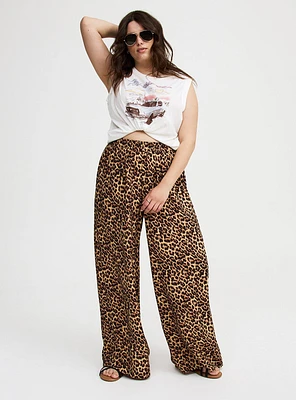 Wide-Leg High-Rise Crinkle Rayon Pant