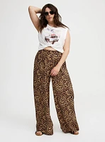 Wide-Leg High-Rise Crinkle Rayon Pant