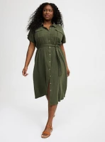 Midi Double Pucker Gauze Shirt Dress