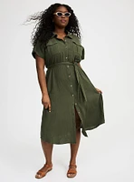 Midi Double Pucker Gauze Shirt Dress