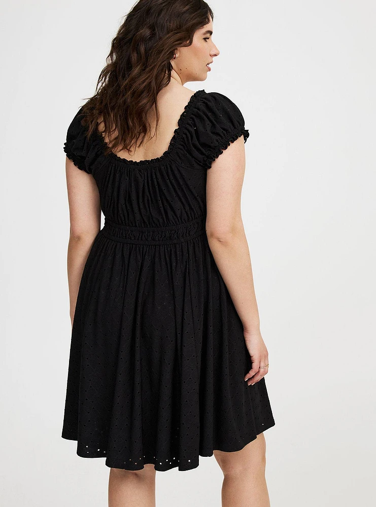 Mini Knit Eyelet Dress