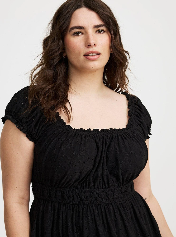Mini Knit Eyelet Dress