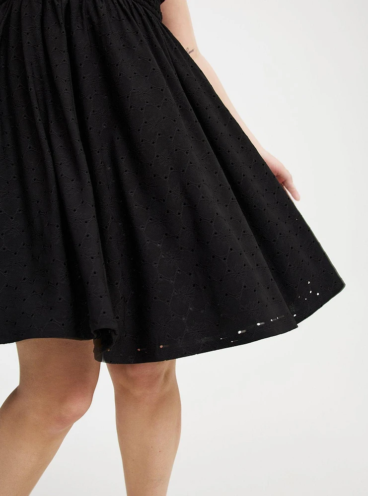 Mini Knit Eyelet Dress