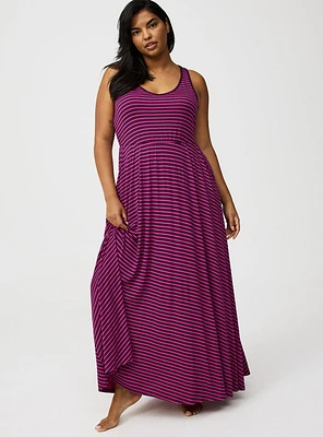Jersey Knit V-Neck Maxi Dress