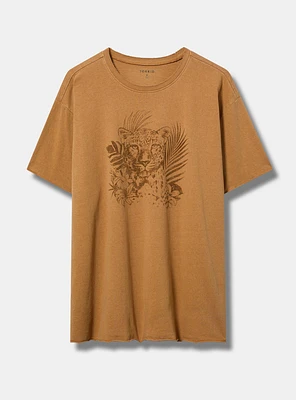 Leopard Palms Relaxed Heritage Jersey Raw Edge Tee
