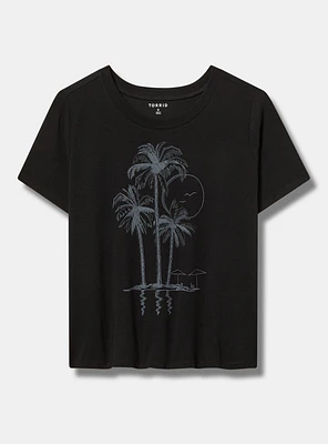 Palms Fitted Vintage Jersey Crop Ringer Tee