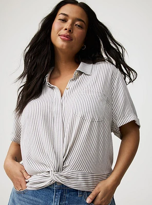 Crinkle Gauze Twist Front Shirt