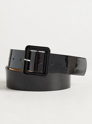 Patent Square Denim Belt