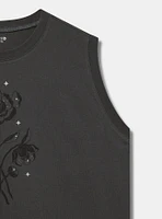 Celestial Flowers Relaxed Cotton Side Slit Tank