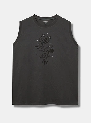 Celestial Flowers Relaxed Cotton Side Slit Tank