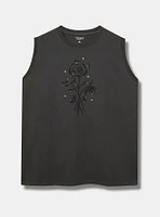 Celestial Flowers Relaxed Cotton Side Slit Tank
