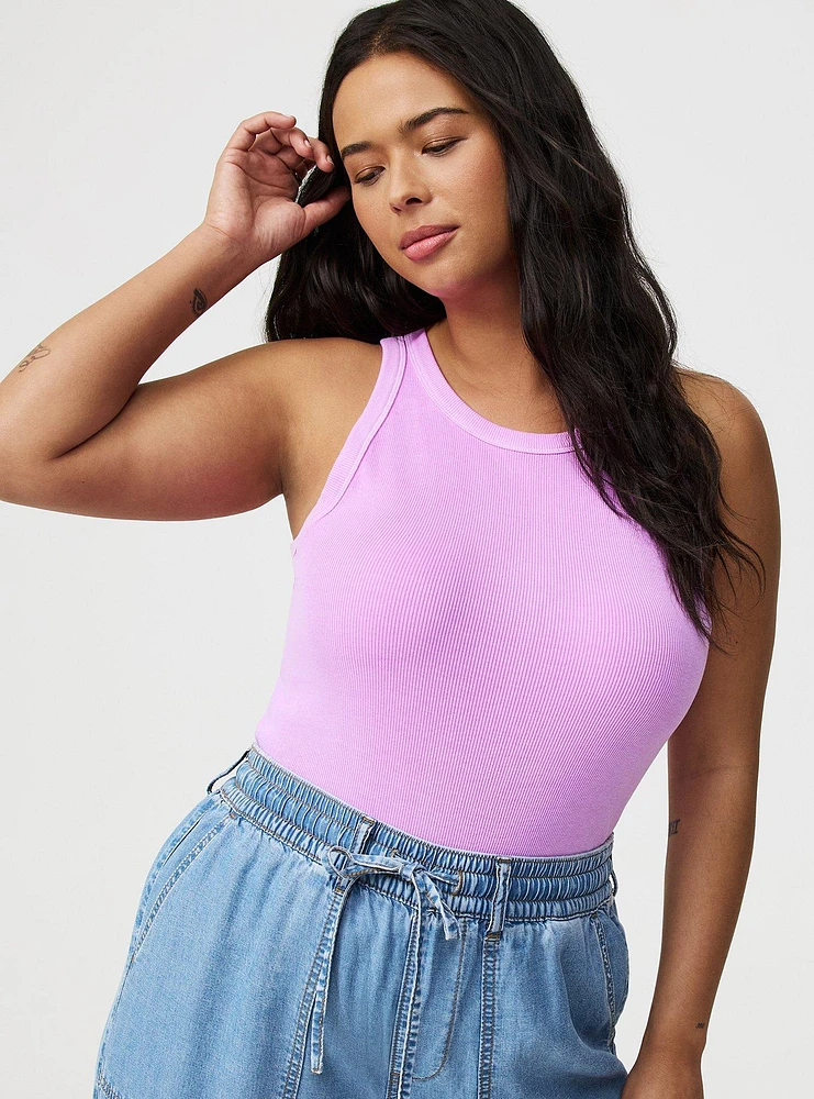 Heritage Rib High-Neck Crop Tank
