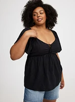 Peplum Challis Tie-Back Top