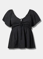 Peplum Challis Tie-Back Top