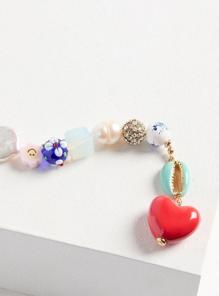 Heart Beaded Bag Charm