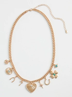 Heart Charm Lariat Necklace