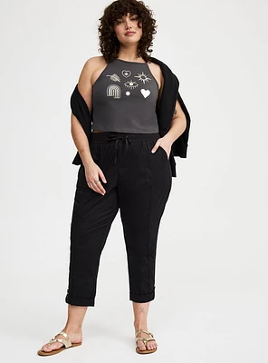 Pull-On Convertible Poplin Crop Pant