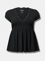Lace Trim Babydoll Top