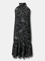 Midi High-Neck Tie-Back Dress
