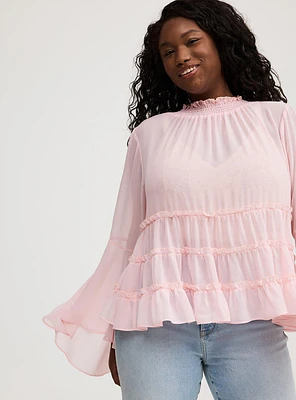 Chiffon Mock Neck Top