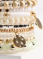 Stone & Pearl Stretch Bracelet Set