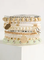 Stone & Pearl Stretch Bracelet Set