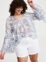 Chiffon V-Neck Ruffle Top