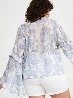 Chiffon V-Neck Ruffle Top