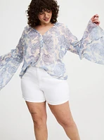 Chiffon V-Neck Ruffle Top