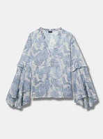 Chiffon V-Neck Ruffle Top