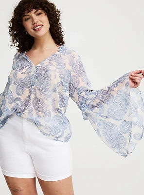 Chiffon V-Neck Ruffle Top