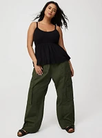Smocked Criss-Cross Babydoll Top